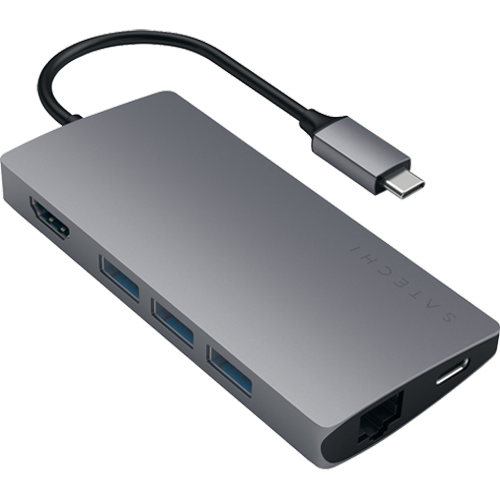 Satechi USB-C Multiport Adapter, includes USB-C to HDMI, USB-A, USB-C, and Ethernet