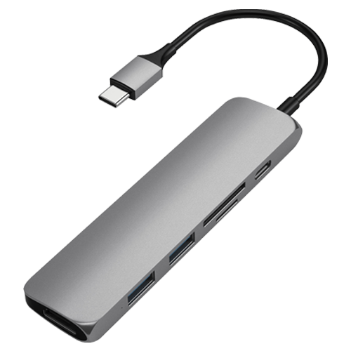 Satechi Aluminum USB-C Multiport Adapter, includes USB-C to SD Card Reader, HDMI, USB-C, and USB-A