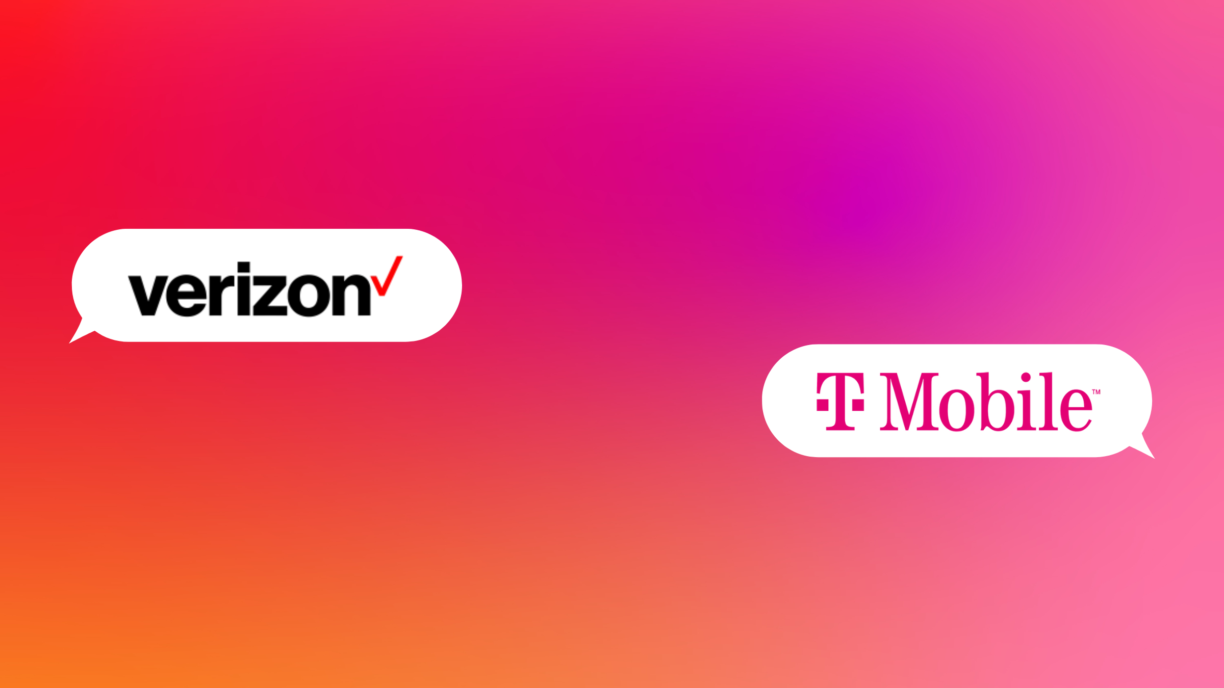 two chat bubbles, one has verizon logo and the other has t-mobile logo