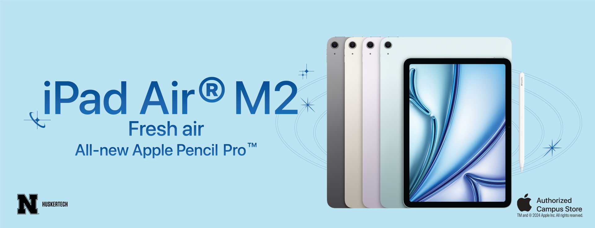 iPad Air M2. Fresh air. All-new Apple Pencil Pro