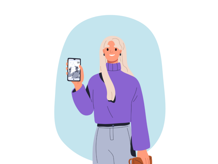 woman holding phone