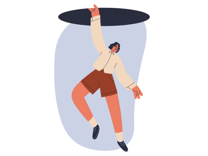 person falling through hole
