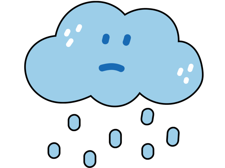 rainy cloud with a frowny face