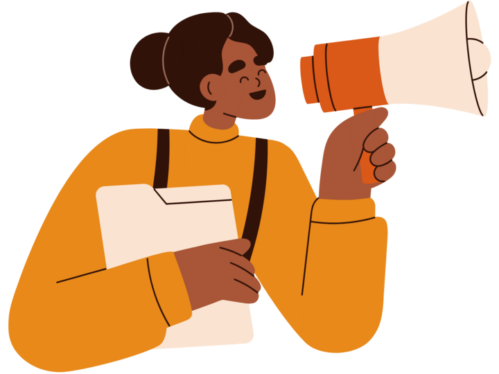 lady using megaphone to make announcement