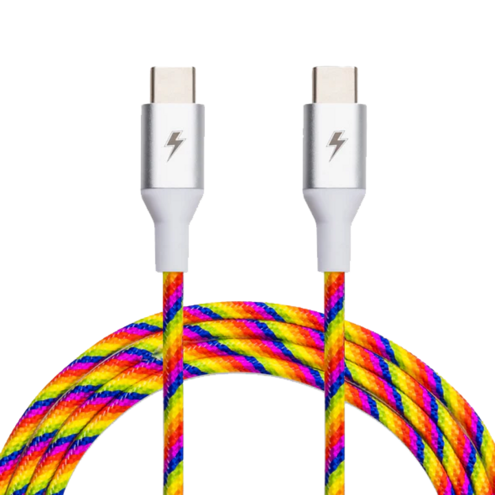 chargecords USB-C cable in rainbow